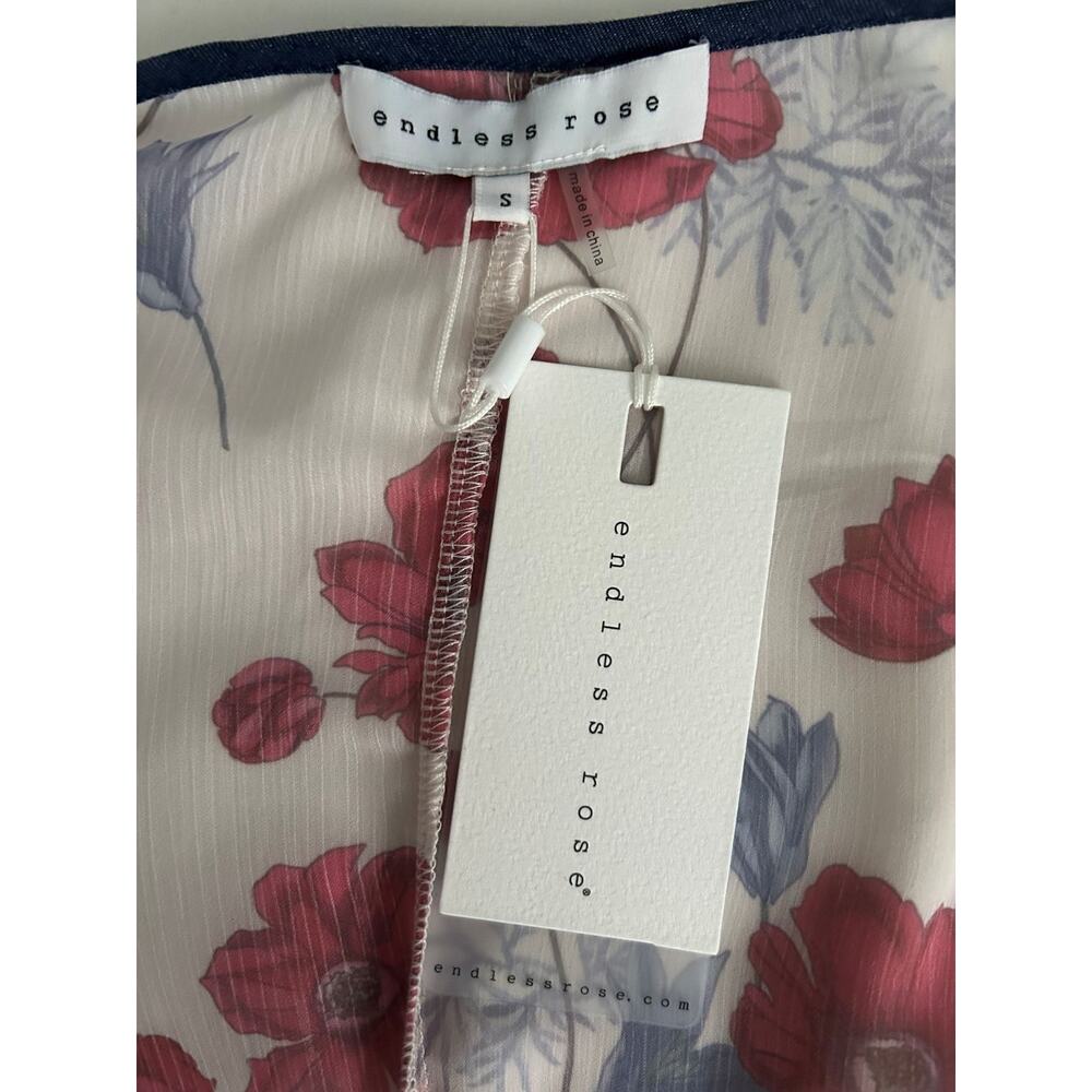 NWT Endless Rose Darling Poppy Floral Boho Wrap Chiffon Duster Coat Size Small - Picture 6 of 9